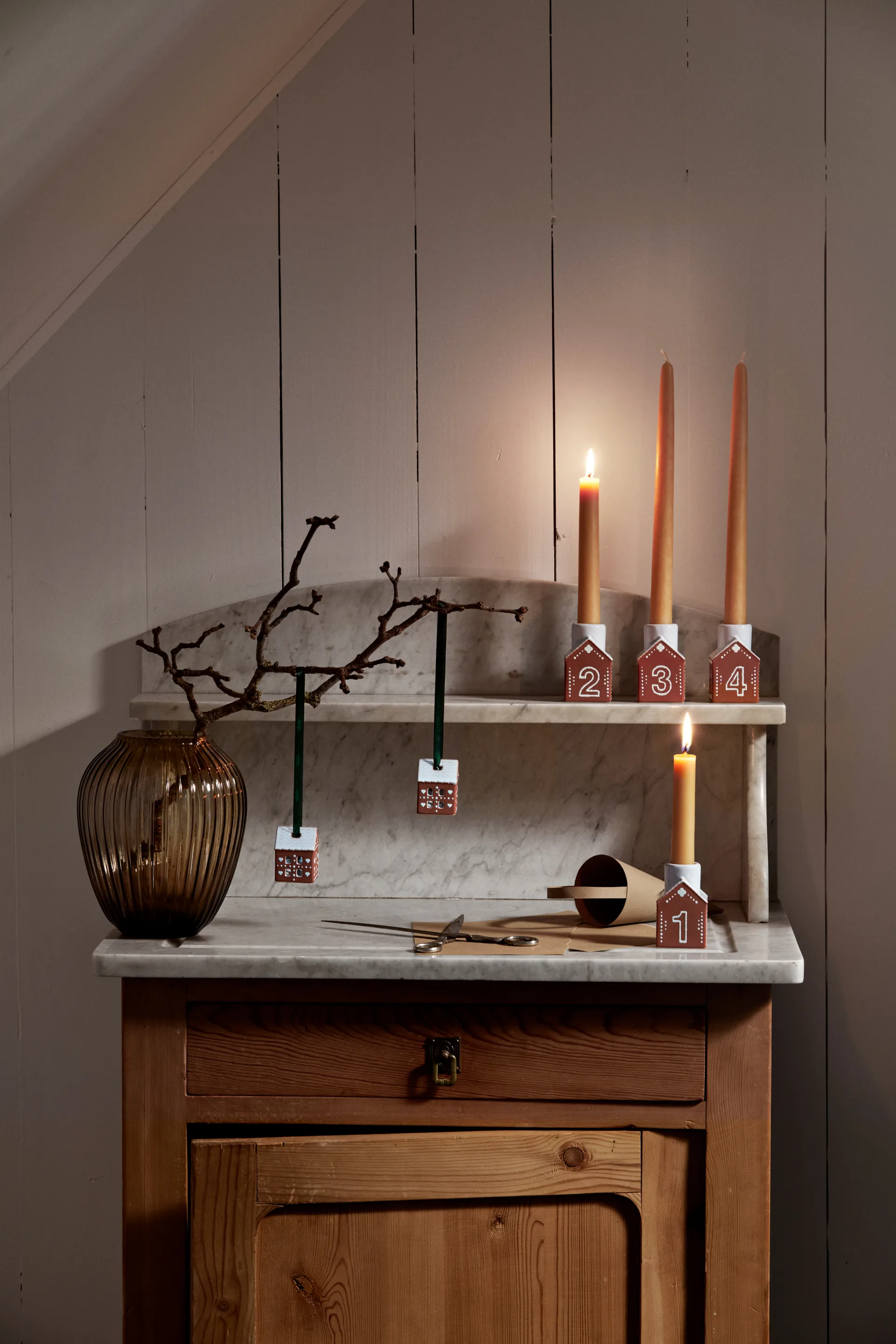 Gingerbread Christmas hanging 5 cm 两件套装, 褐色 Kähler