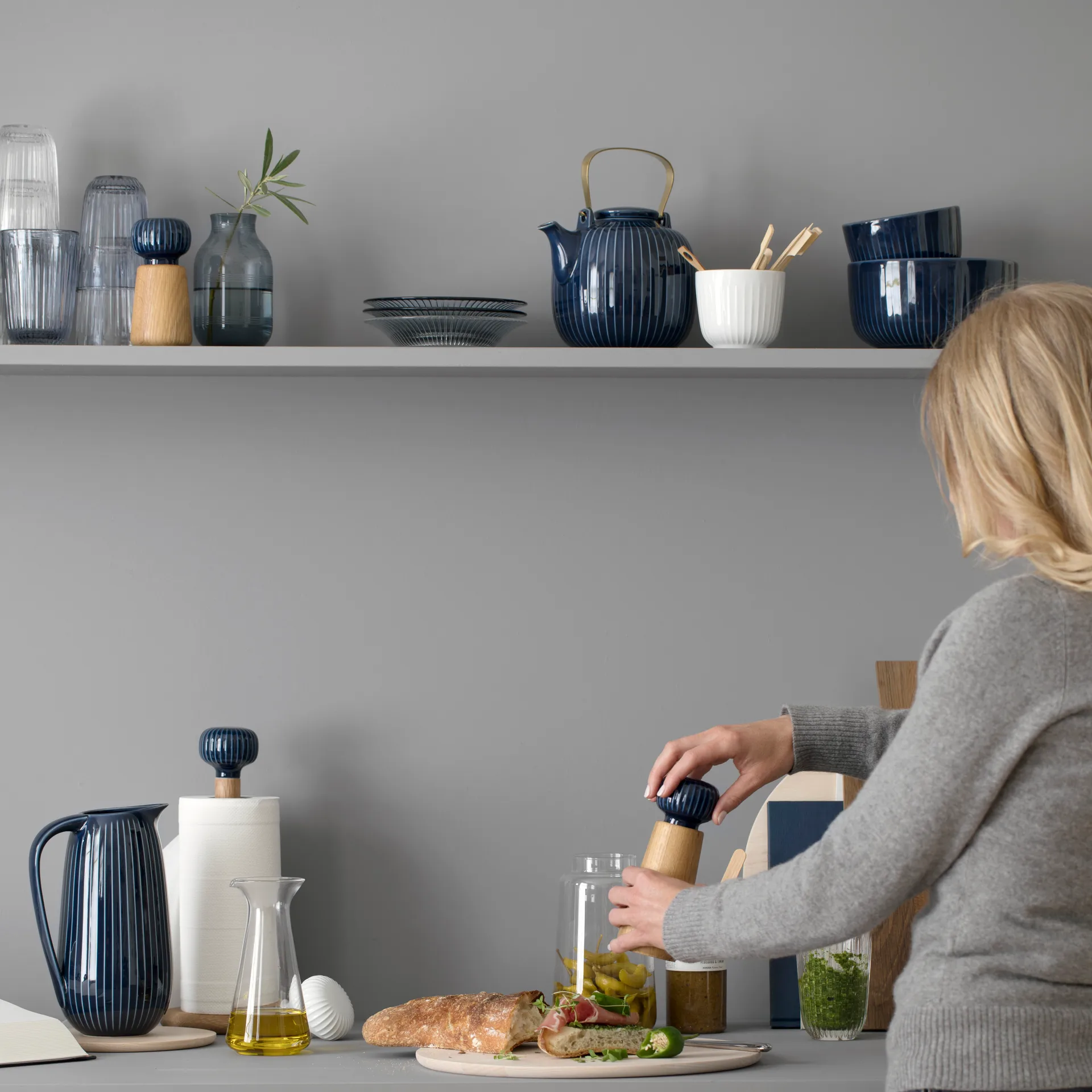 Hammershøi 碗  Ø12 cm, indigo Kähler