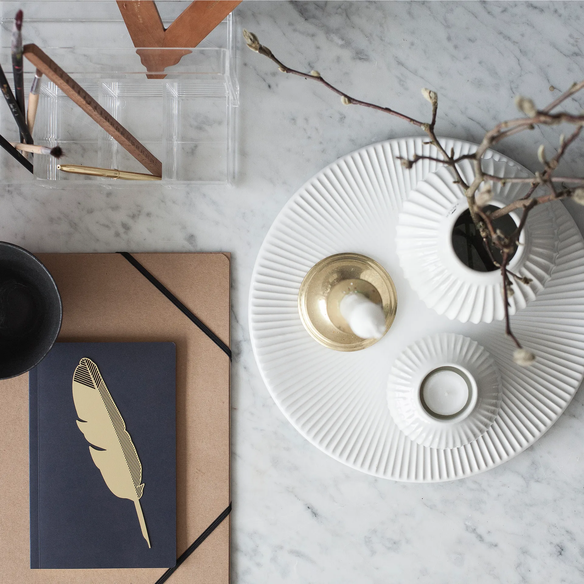 Hammershøi 烛台/茶灯台 中, 白色 Kähler