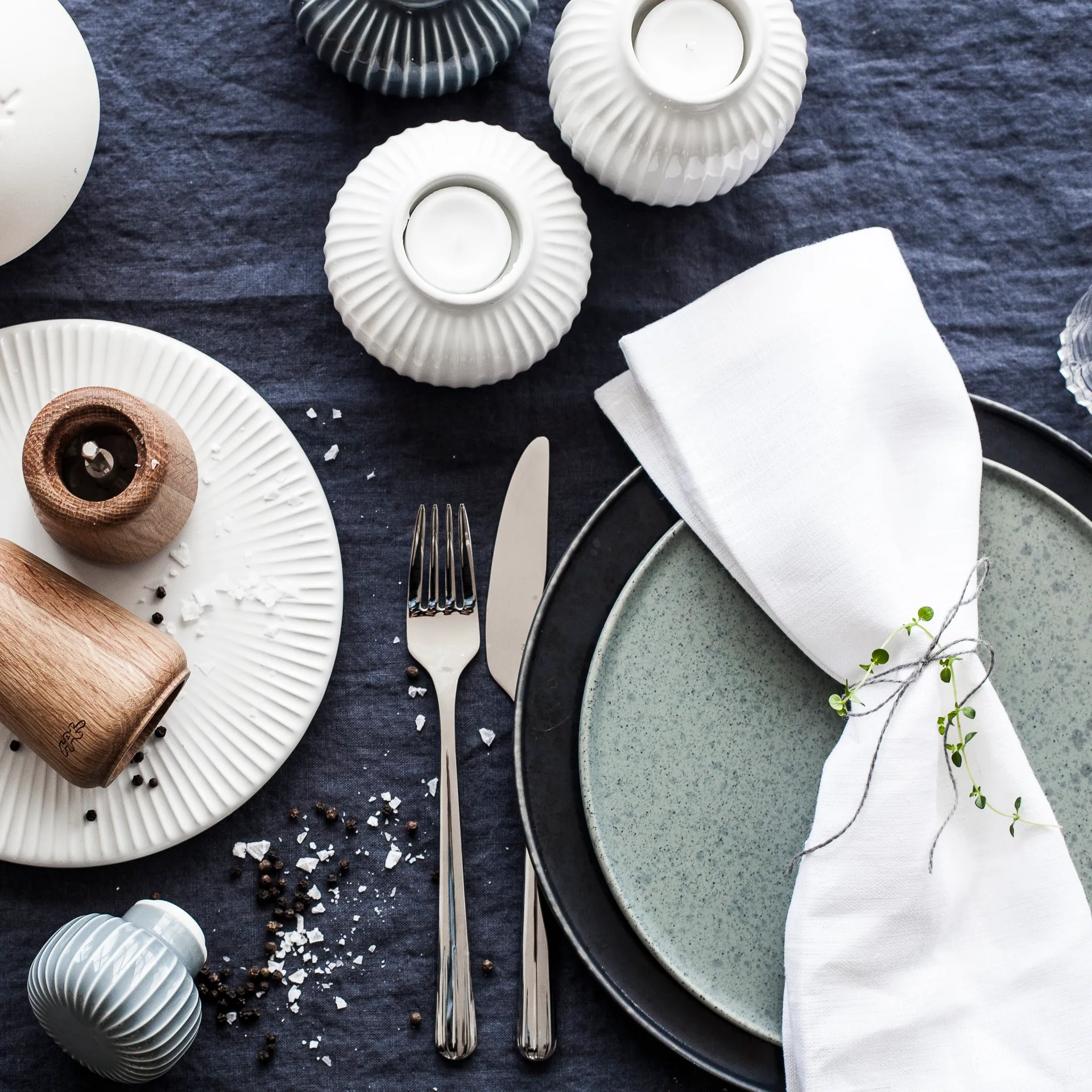 Hammershøi 烛台/茶灯台 中, 白色 Kähler