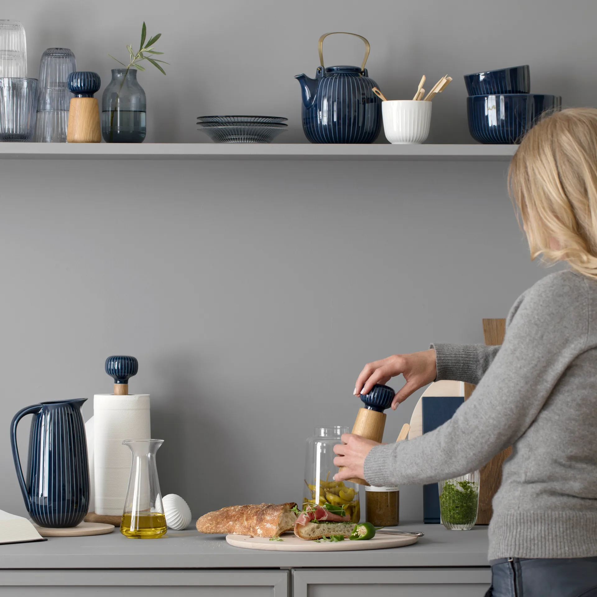 Hammershøi 调料研磨瓶 大, 靛蓝色 Kähler