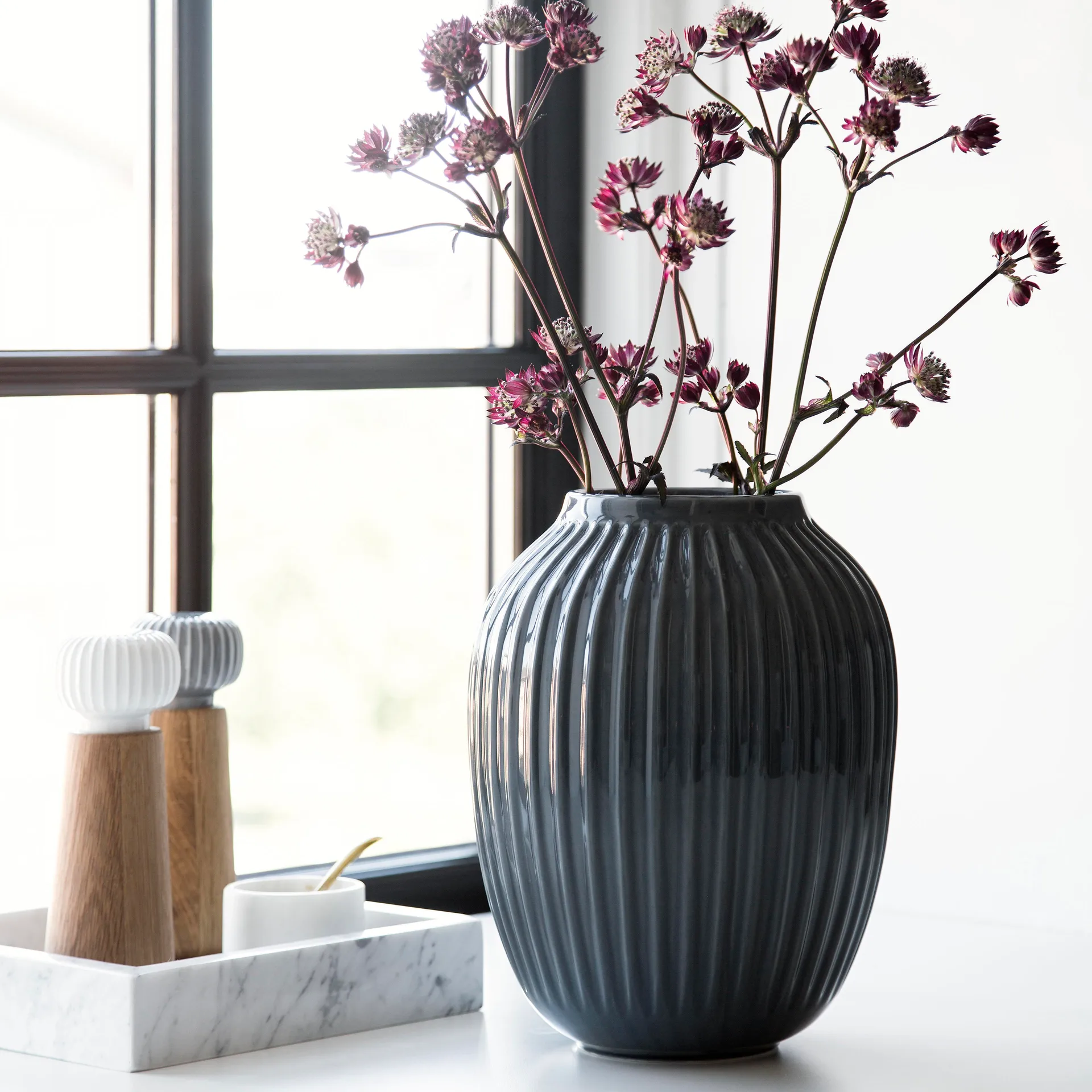 Kähler品牌Hammershøi系列大号陶瓷花瓶, anthracite 灰色 Kähler