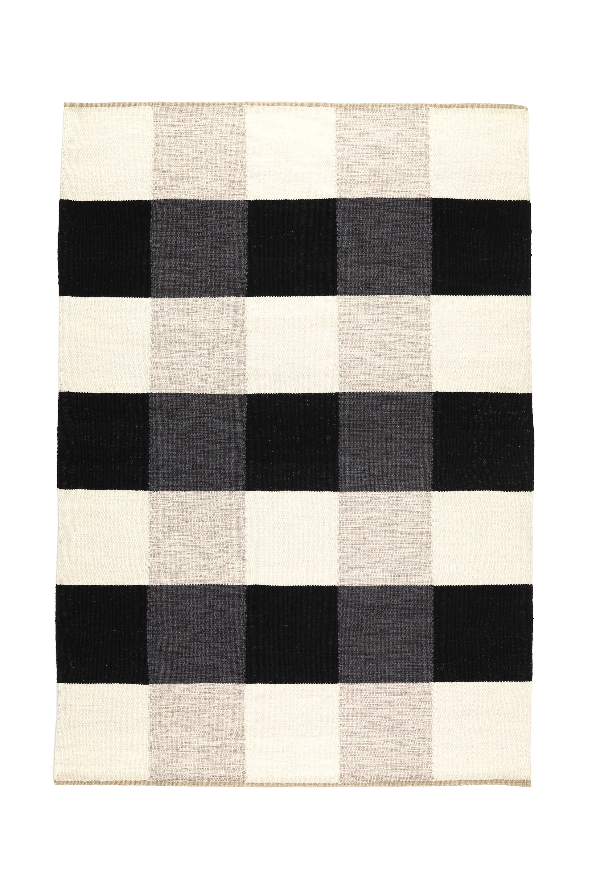 Night 和 Day handwoven 地毯 170x240 cm, 黑色 & 白色 Kateha