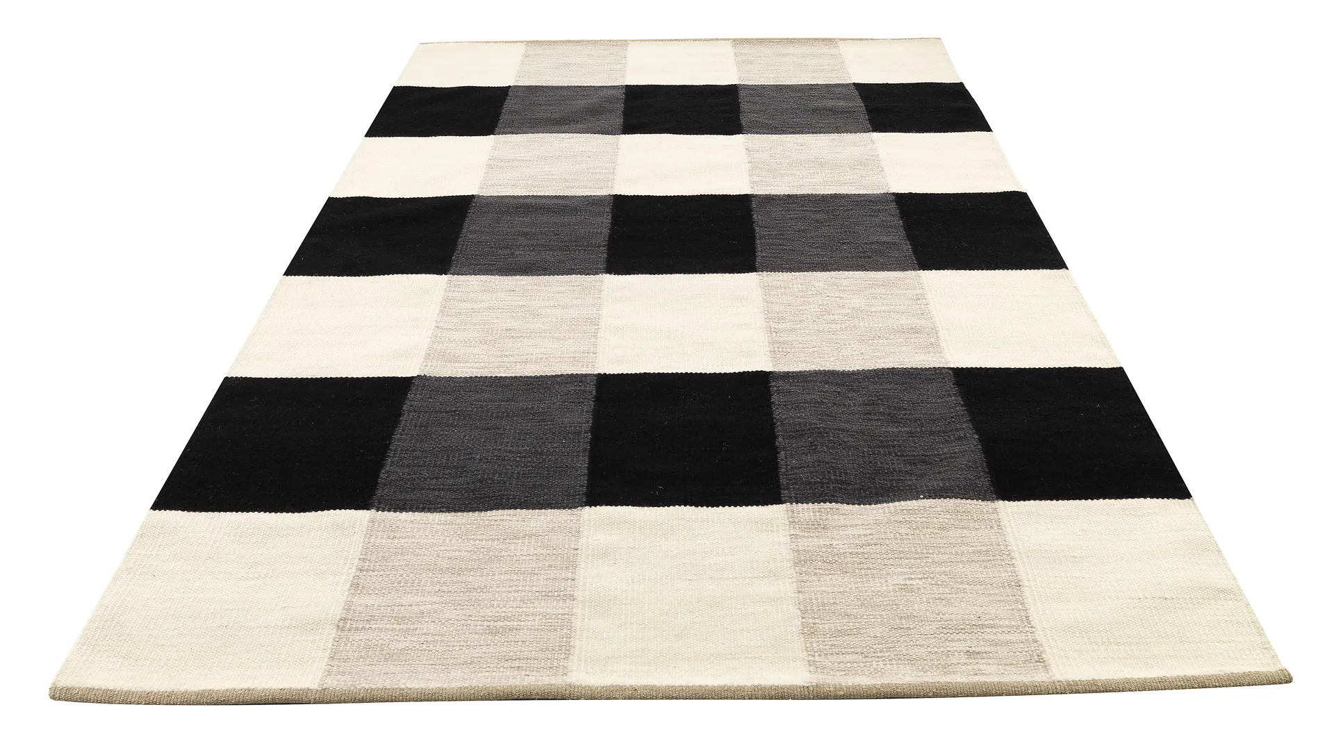 Night 和 Day handwoven 地毯 170x240 cm, 黑色 & 白色 Kateha