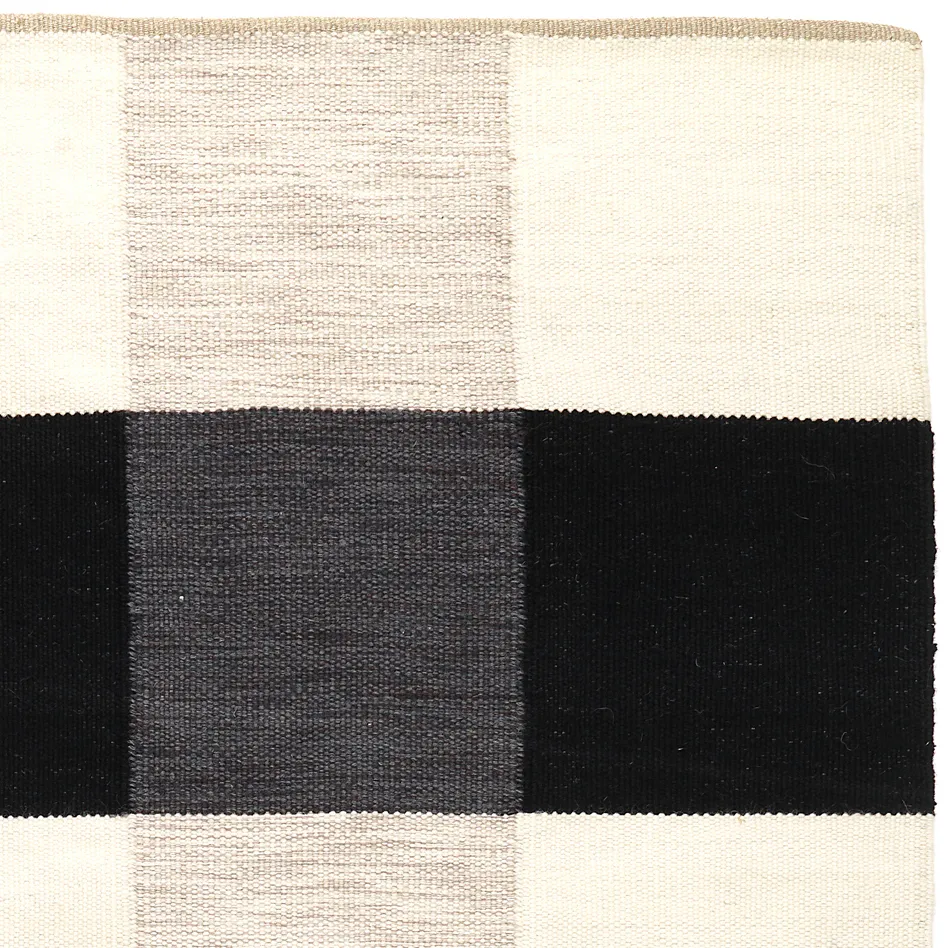 Night 和 Day handwoven 地毯 170x240 cm, 黑色 & 白色 Kateha