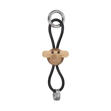 Kaj Bojesen monkey keyring - Teak-limb wood, 黑色 皮革 - Kay Bojesen Denmark