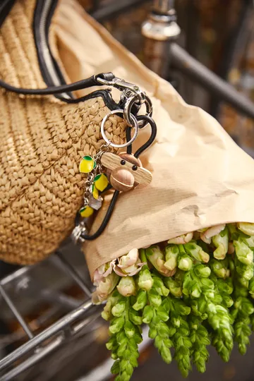 Kaj Bojesen monkey keyring - Teak-limb wood, 黑色 皮革 - Kay Bojesen Denmark