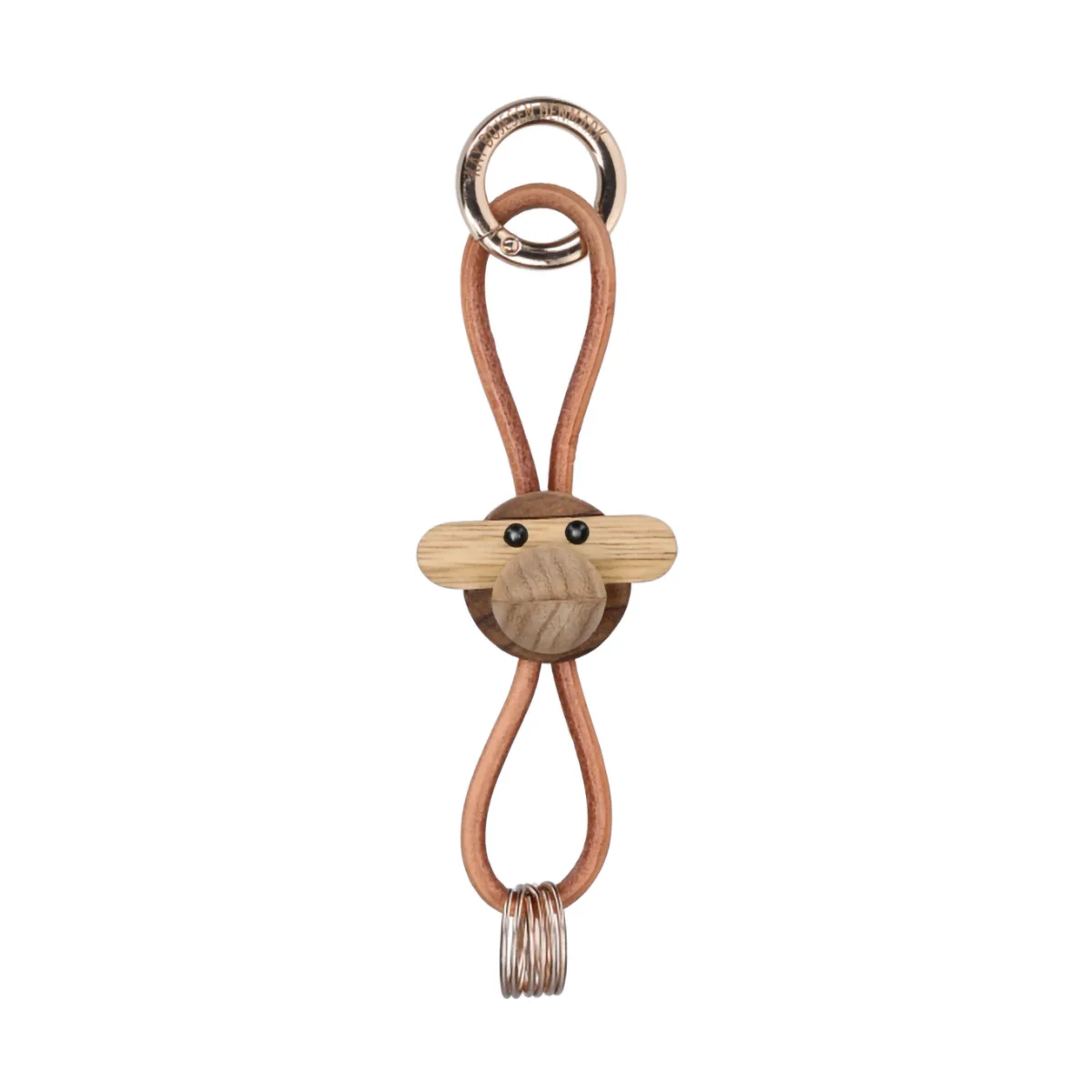 Kaj Bojesen monkey keyring, Teak, limba wood, 原色/自然色 皮革 Kay Bojesen Denmark