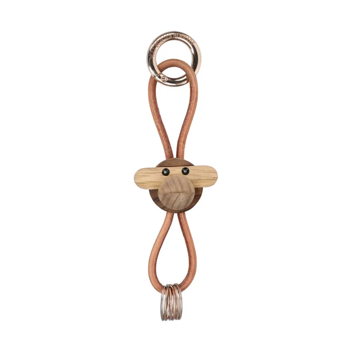 Kaj Bojesen monkey keyring - Teak, limba wood, 原色/自然色 皮革 - Kay Bojesen Denmark