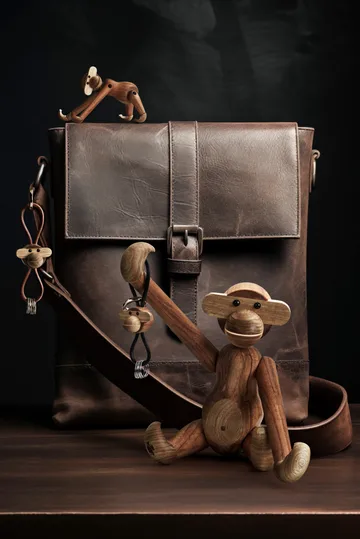 Kaj Bojesen monkey keyring - Teak, limba wood, 原色/自然色 皮革 - Kay Bojesen Denmark