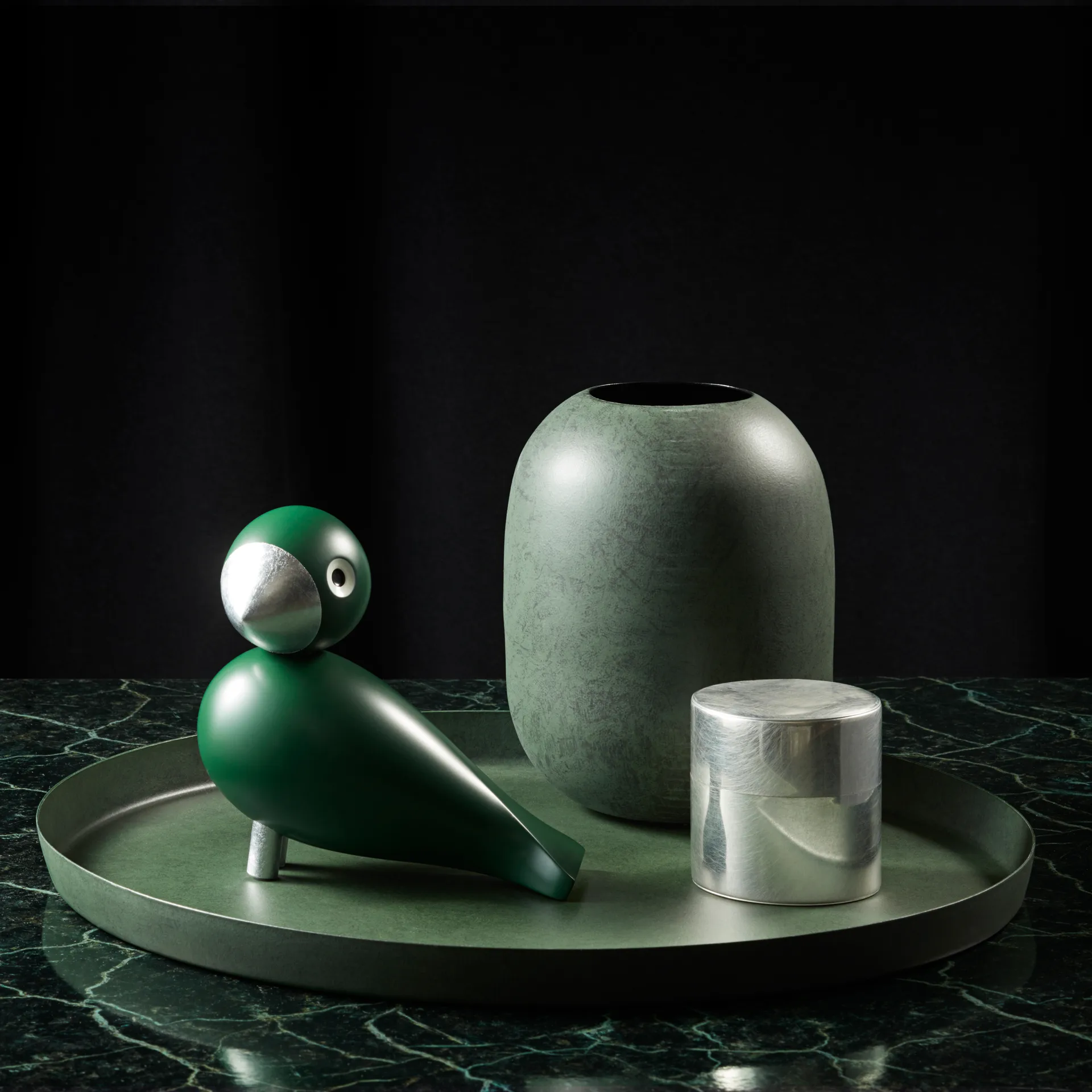 Kay Bojesen song bird Georg, 绿色-银色 Kay Bojesen Denmark