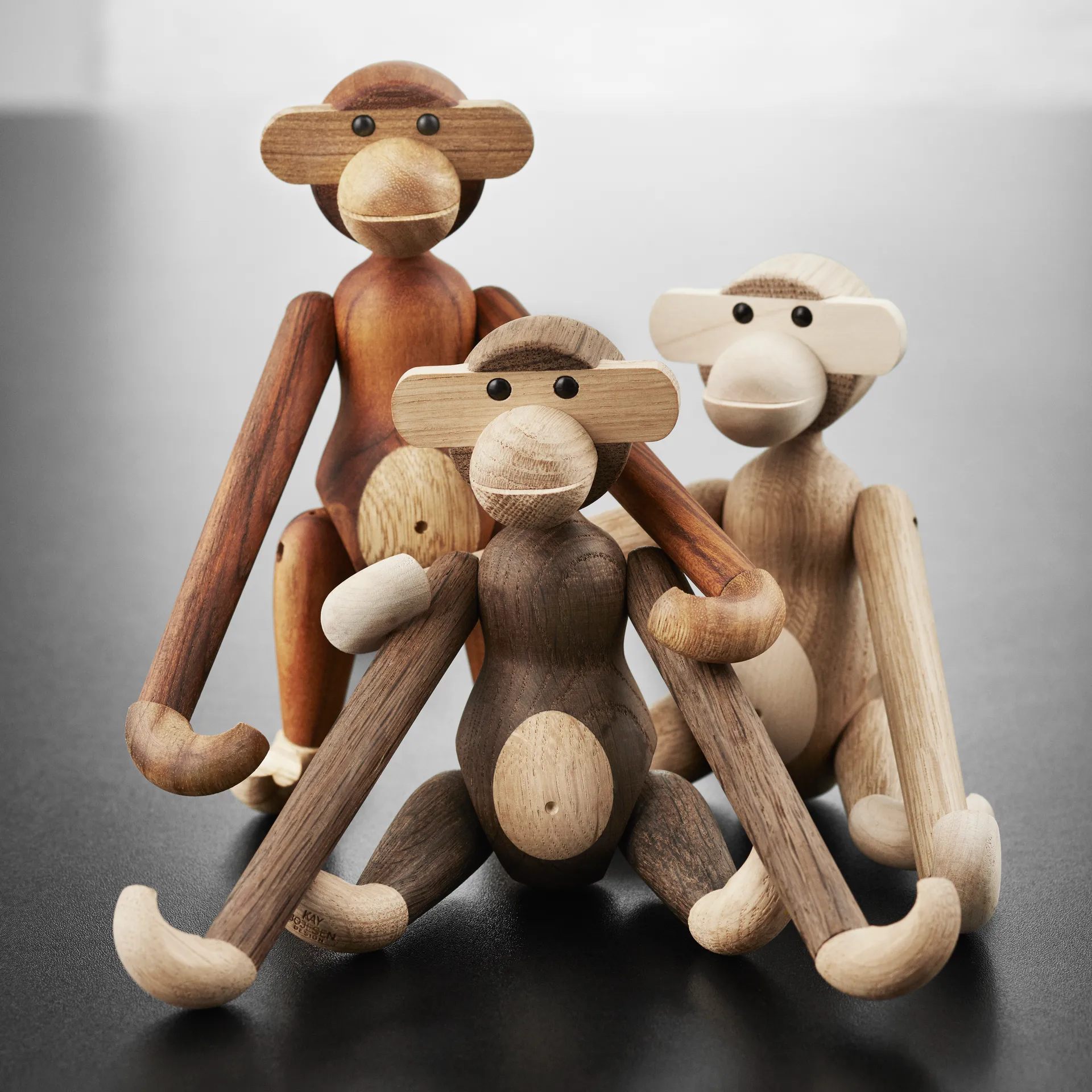 Kay Bojesen wooden monkey small, untreated oak and maple Kay Bojesen Denmark