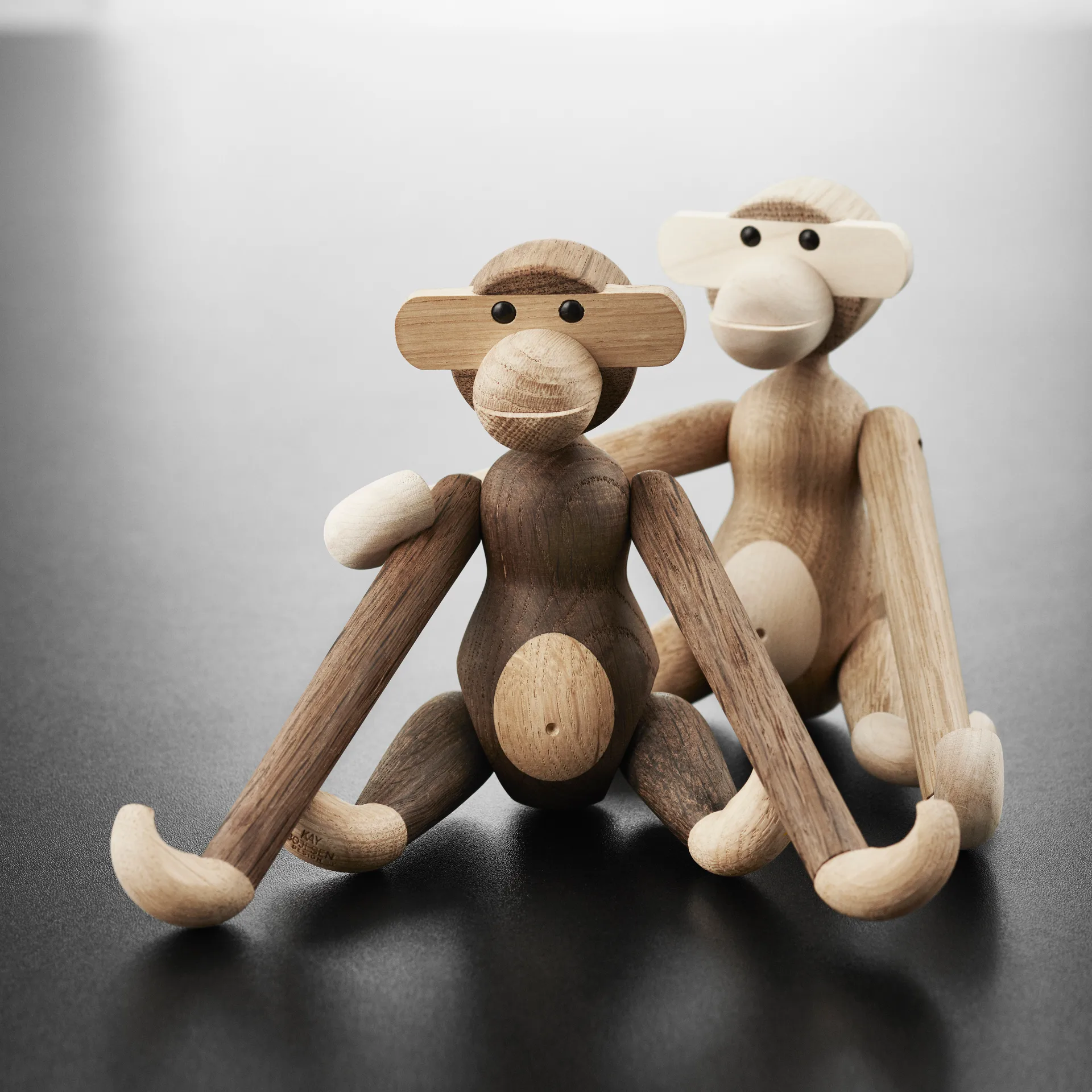Kay Bojesen wooden monkey small, untreated oak and maple Kay Bojesen Denmark