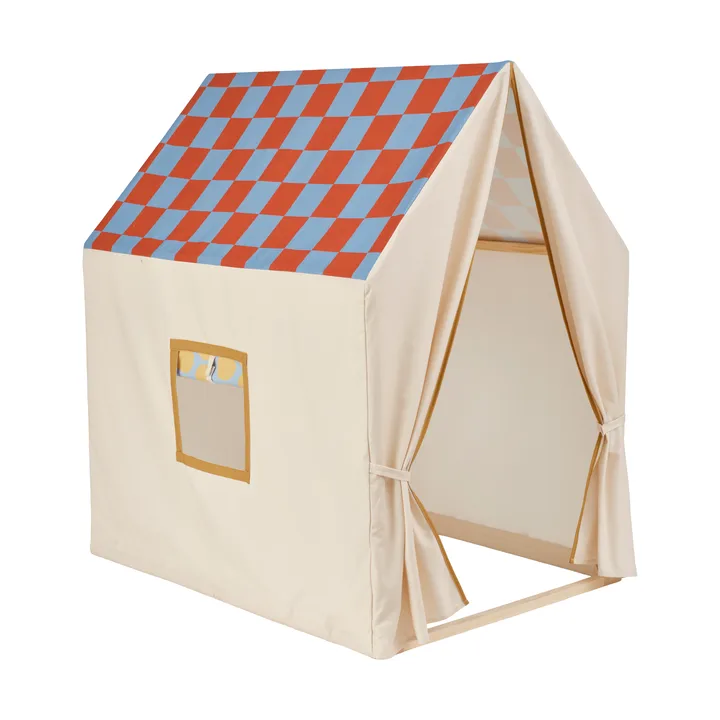 游戏小屋帐篷，110x80x124 cm - 鸽蓝 格纹 - Kid's Concept