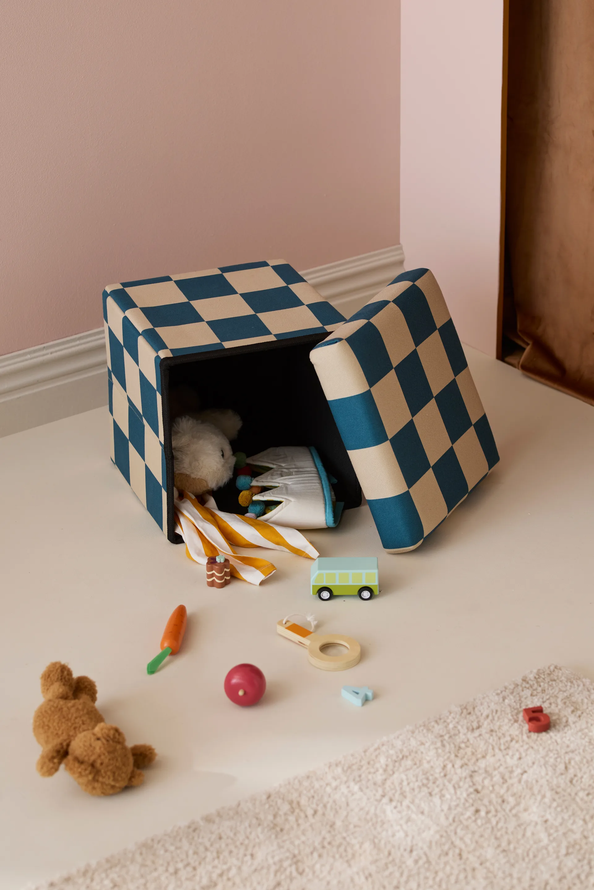 方形储物脚凳, 蓝绿色_30x30cm Kid's Concept