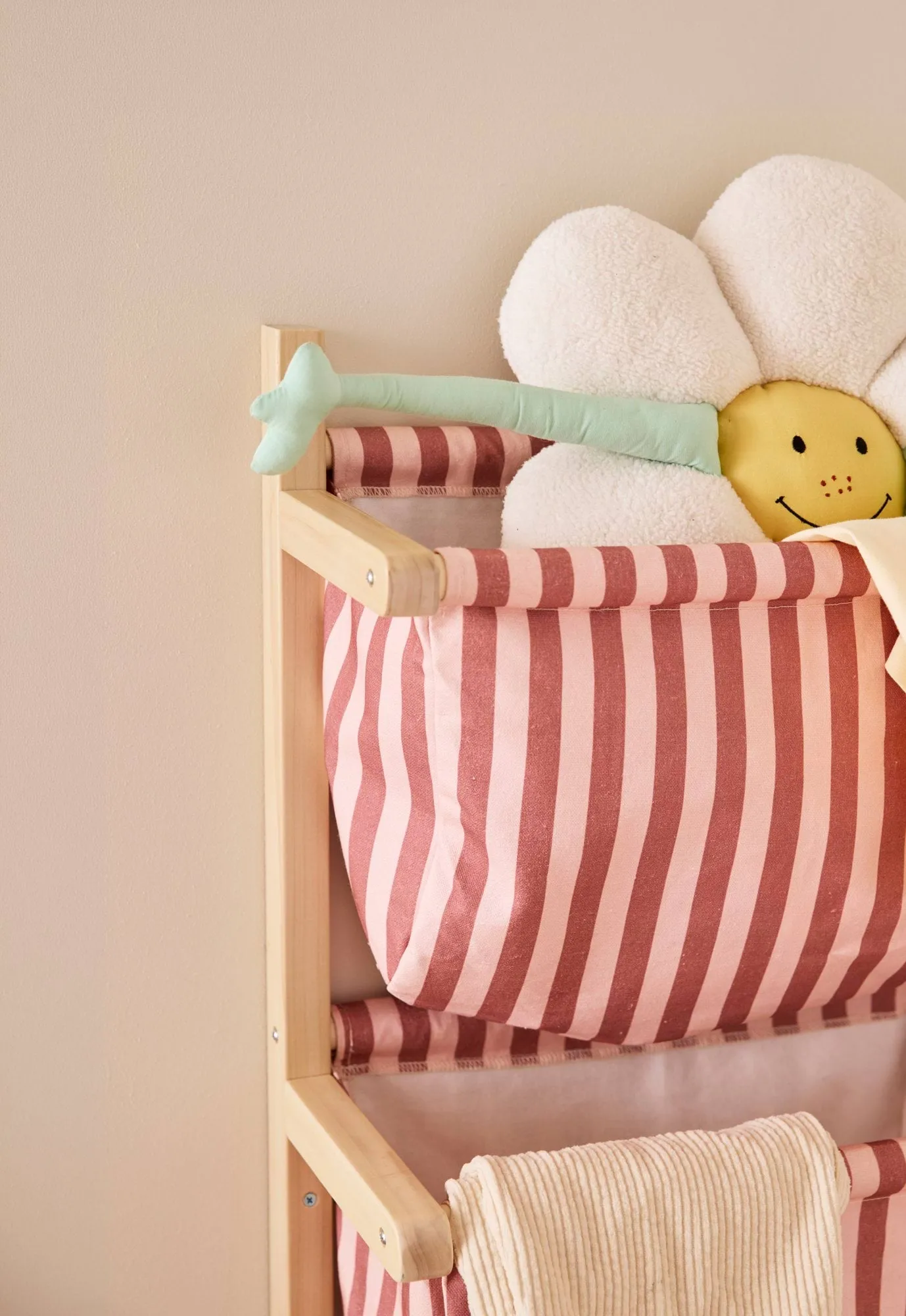 条纹储物袋架, 棕粉色，40x19x60cm Kid's Concept