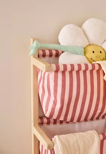 条纹储物袋架 - 棕粉色，40x19x60cm - Kid's Concept