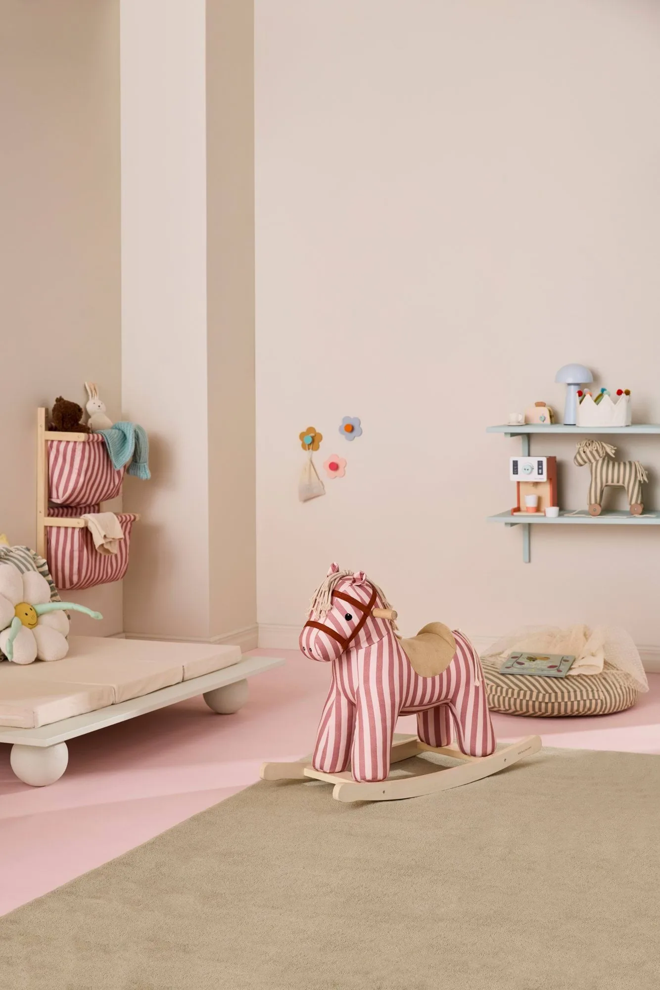 条纹储物袋架, 棕粉色，40x19x60cm Kid's Concept