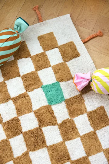 Pippi 格子地毯 - 卡其色_120x160cm - Kid's Concept