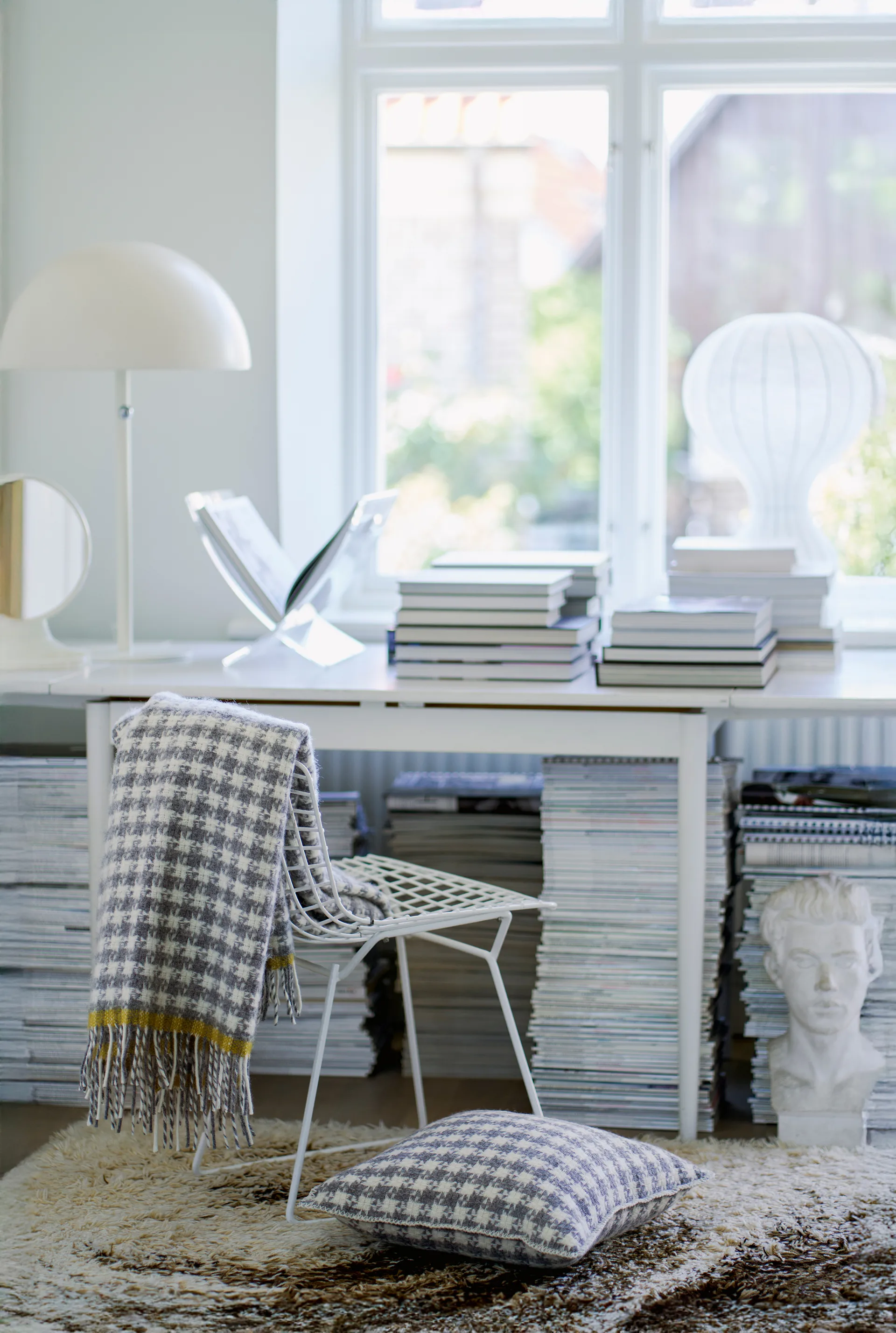 Dogtooth 羊毛 毯子 130x200 cm, 灰色-黄色 Klippan Yllefabrik