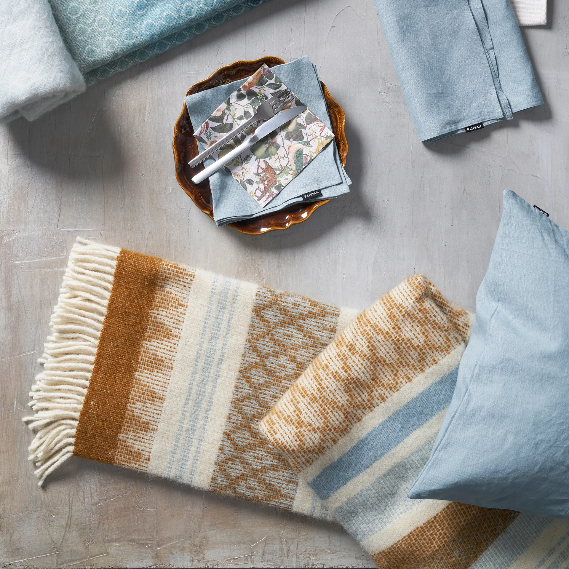 Freja 羊毛毯子, Amber Klippan Yllefabrik