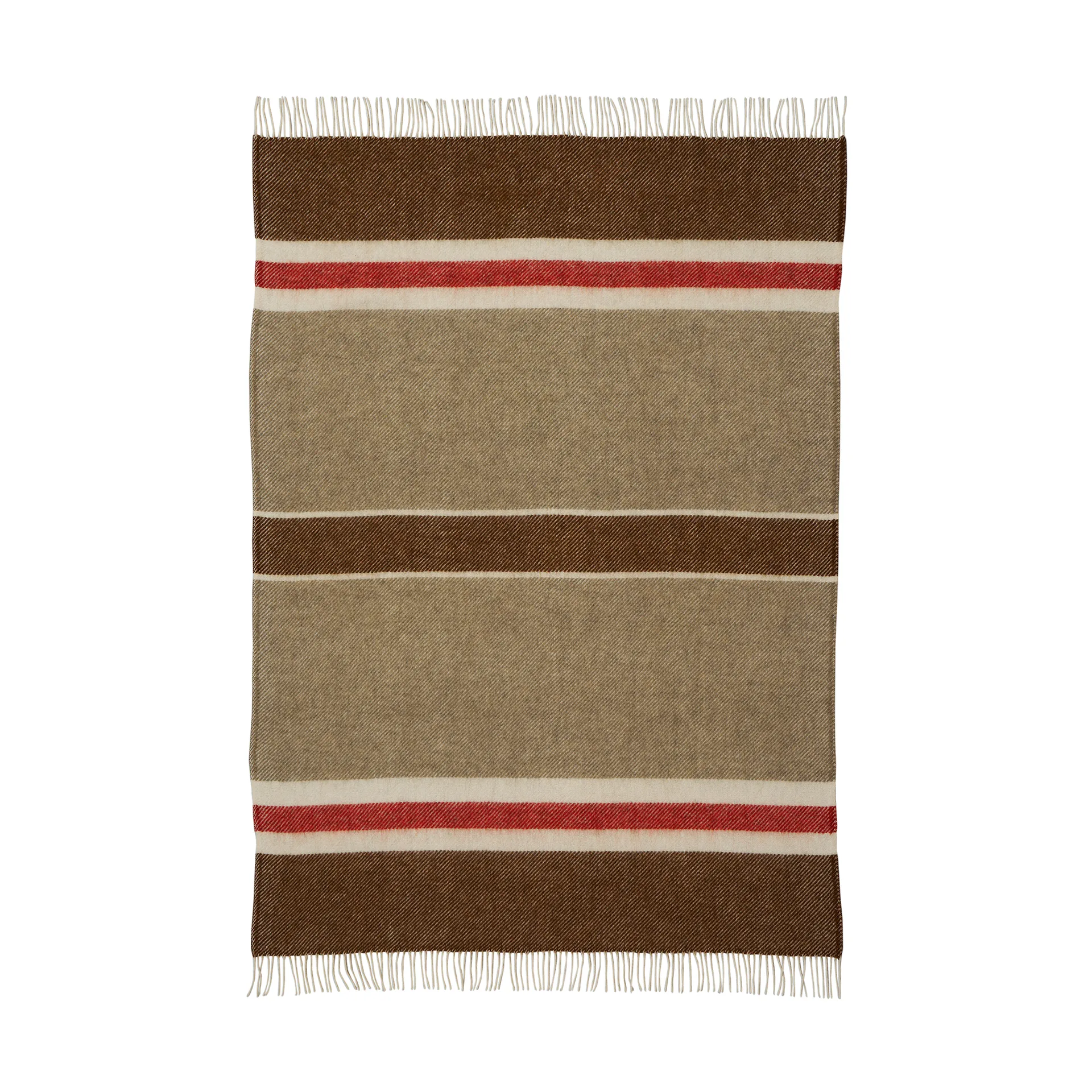 Gotland Stripe 羊毛盖毯 130x200cm, 棕米红拼色 Klippan Yllefabrik