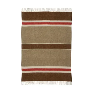 Gotland Stripe 羊毛盖毯 130x200cm - 棕米红拼色 - Klippan Yllefabrik