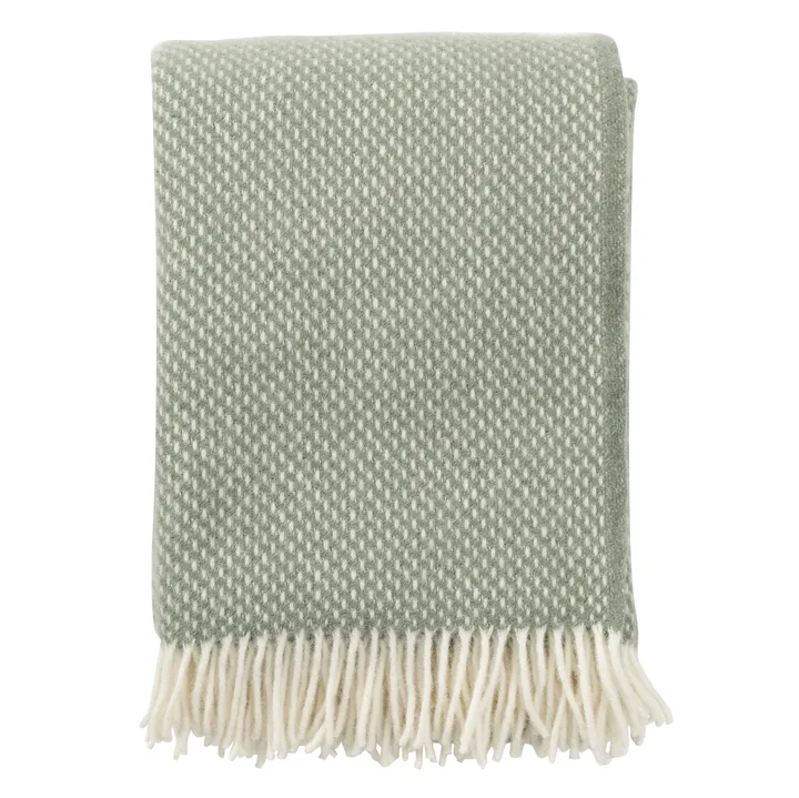 Klippan Yllefabrik学院风纯羊毛盖毯 - dusty 绿色 - Klippan Yllefabrik