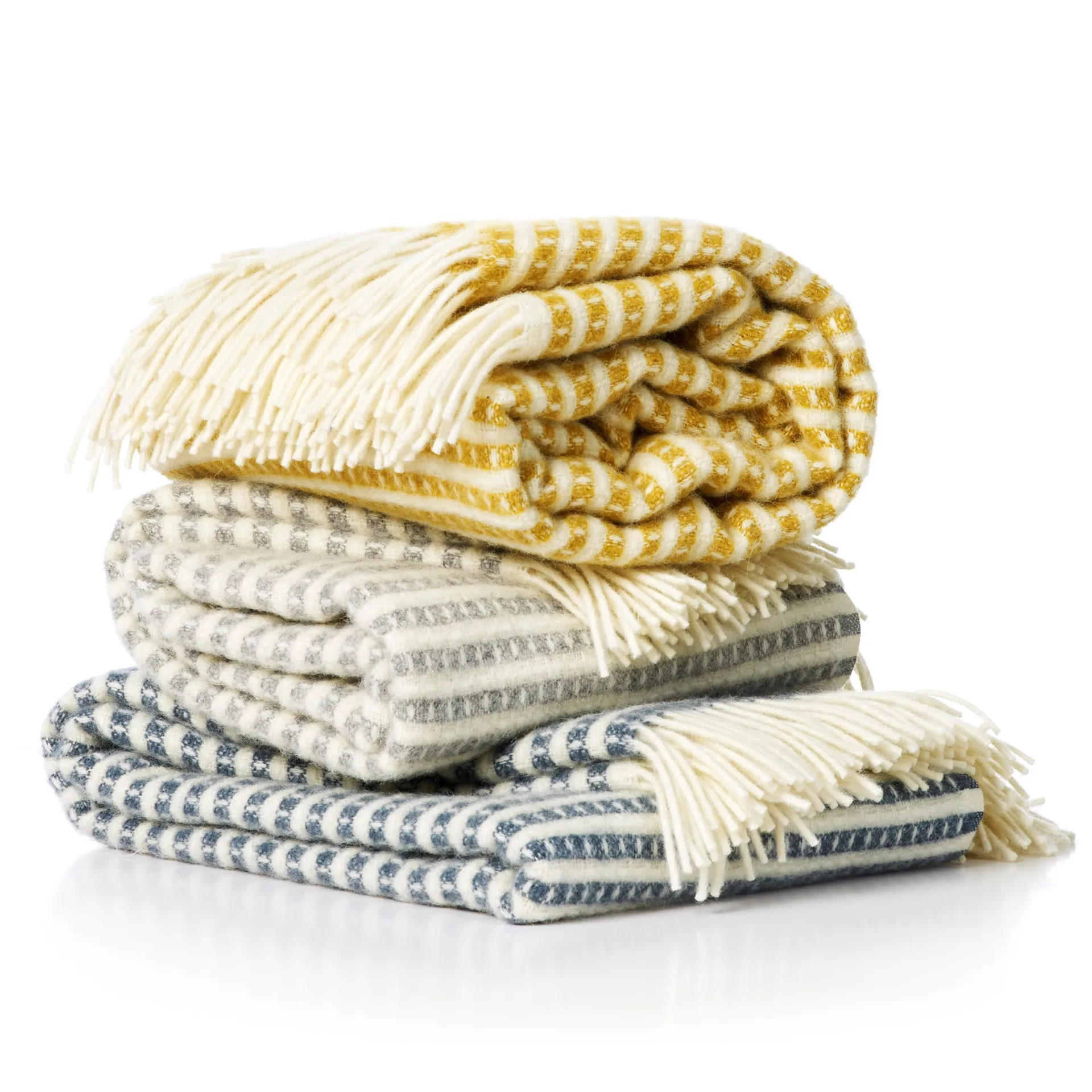 Olle wool plaid, light 灰色 Klippan Yllefabrik