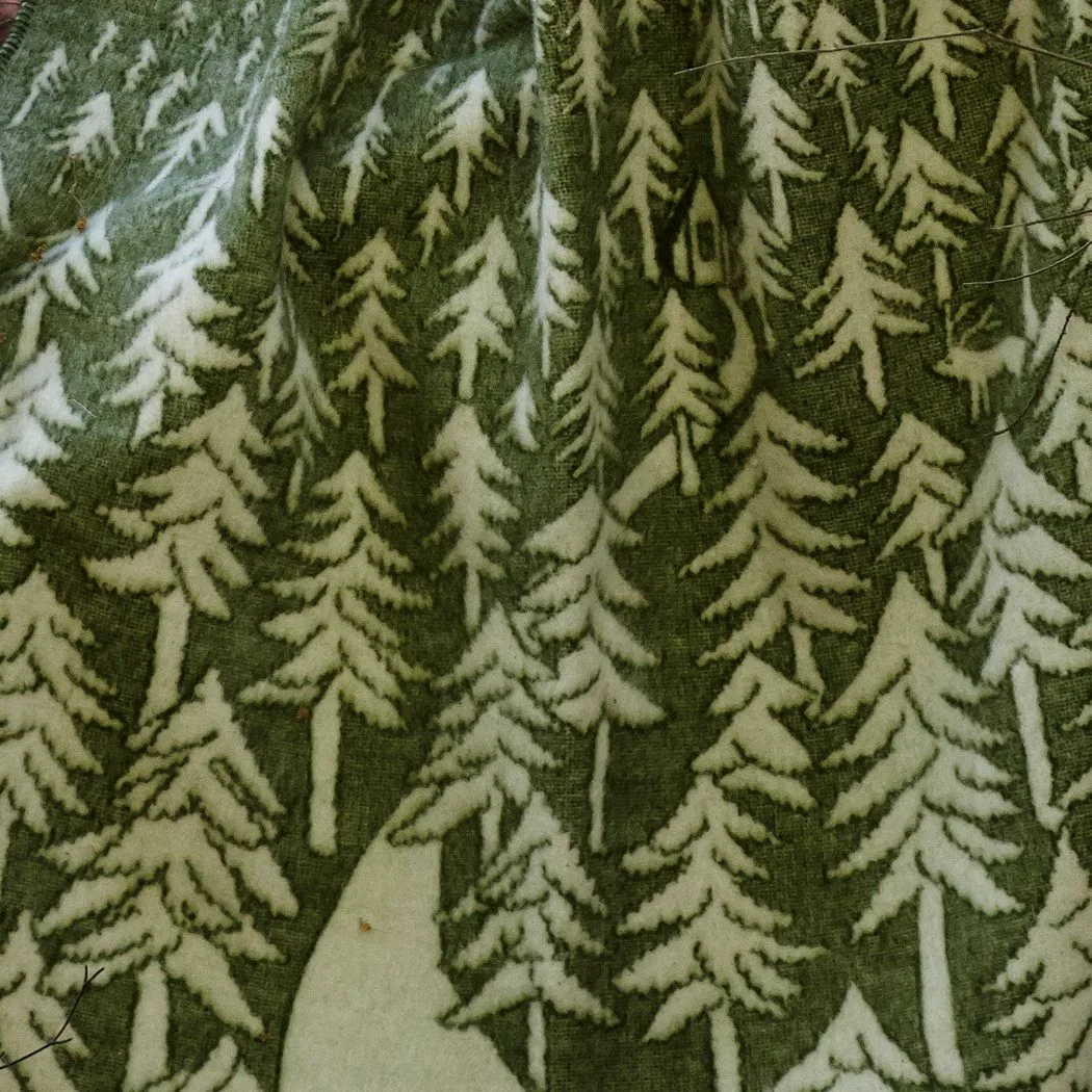 sedan 1879 皆川明联合设计款 羊毛毯 林中小屋-灰色, 绿色 Klippan Yllefabrik