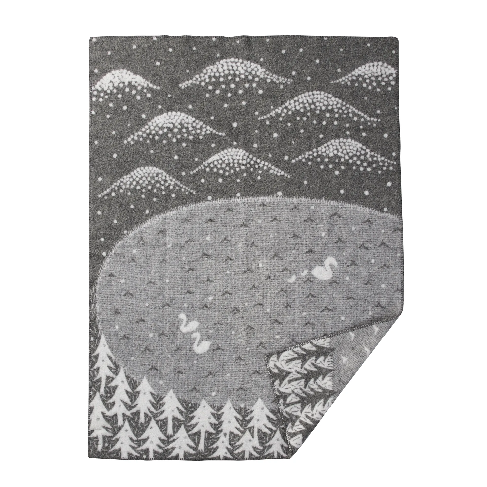 sedan 1879 皆川明联合设计款 羊毛毯 幽谷之湖-灰色, 灰色 Klippan Yllefabrik