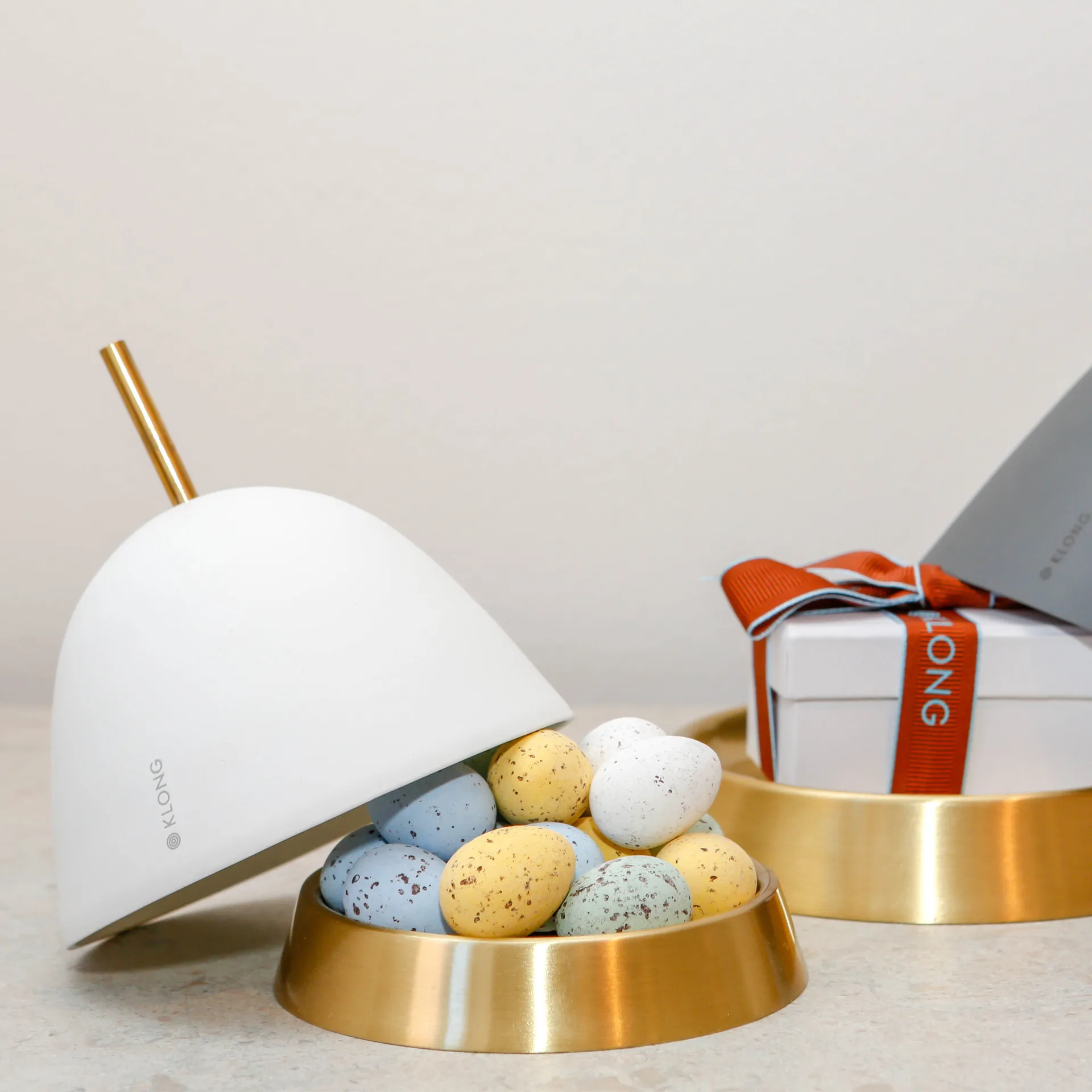 Gömma storage small 12 cm, 白色-brass KLONG