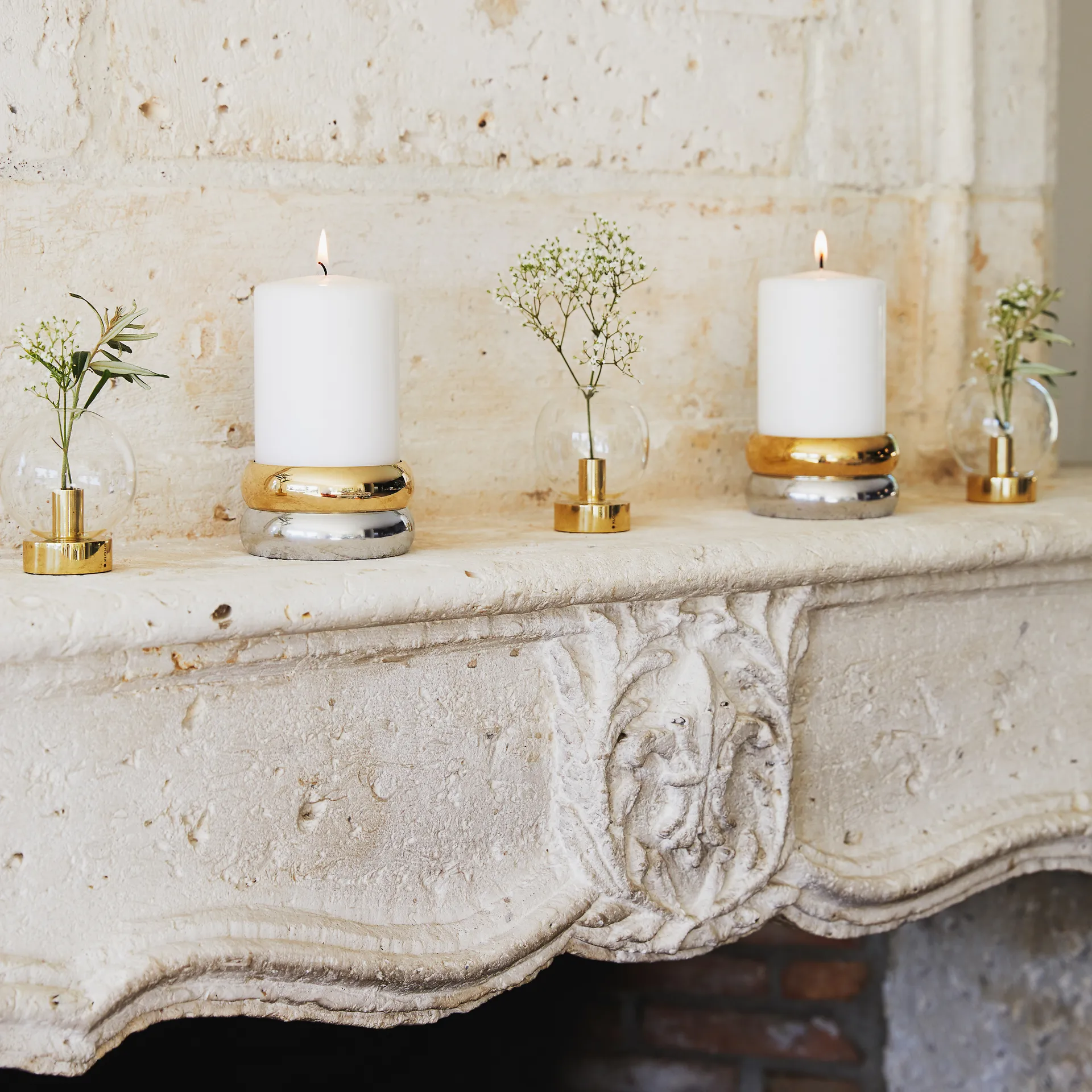 Marriage 烛台 , brass -银色 KLONG