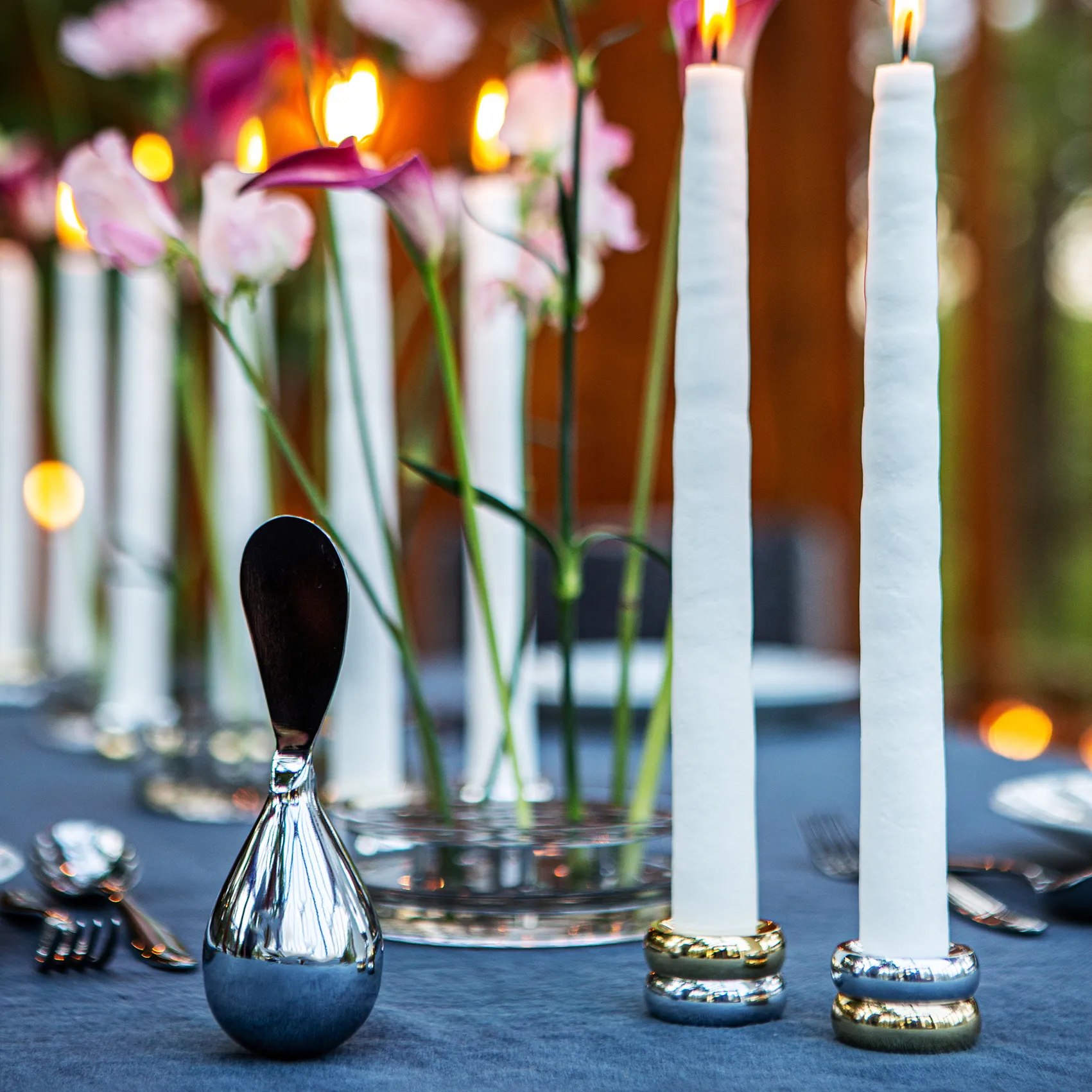 Marriage Duo 烛台 2 pieces, brass-银色 KLONG