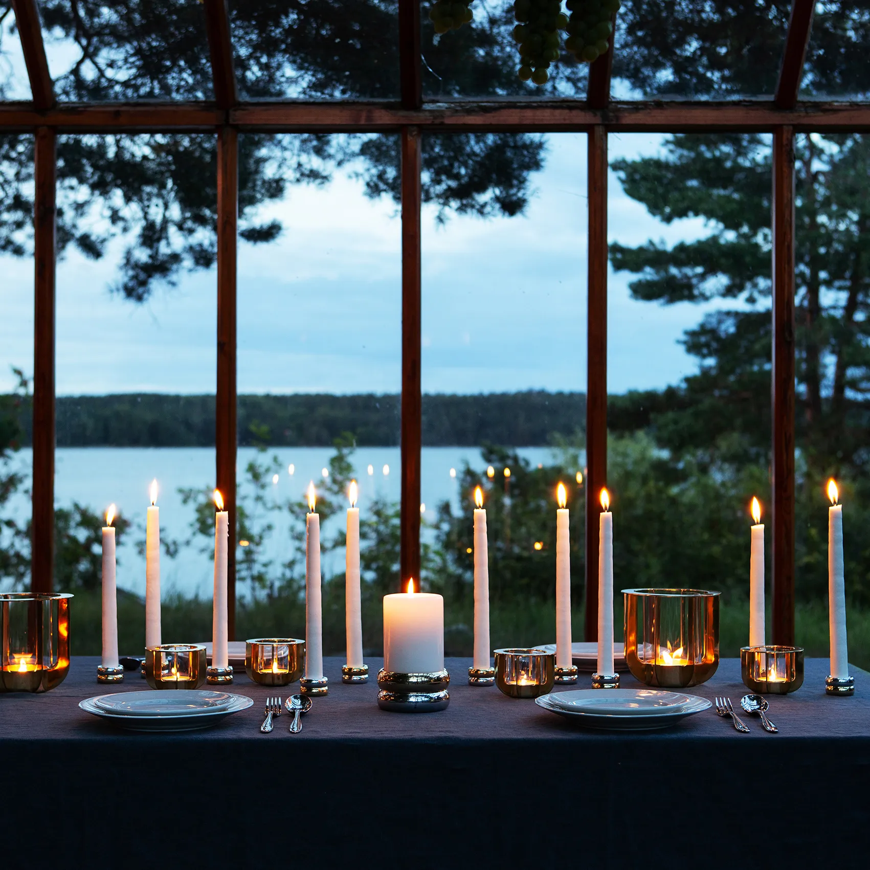 Marriage Duo 烛台 2 pieces, brass-银色 KLONG