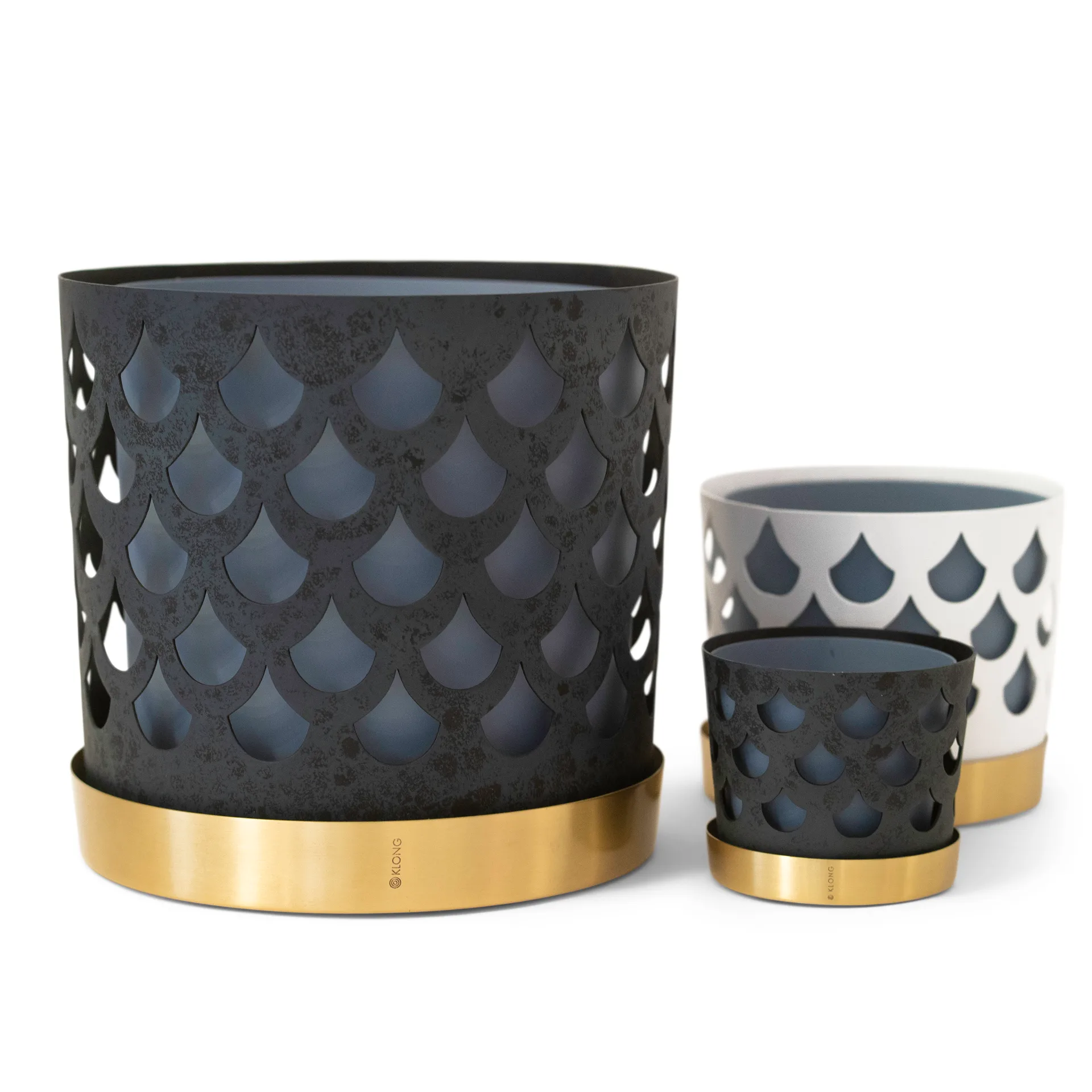 Trio 花盆  drop small, 蓝色 KLONG