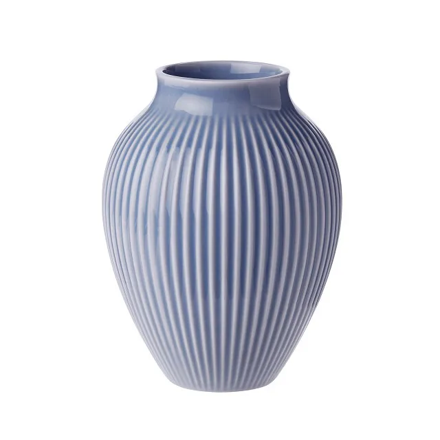 Knabstrup 罗纹花瓶 12.5cm, 薰衣草蓝 Knabstrup Keramik