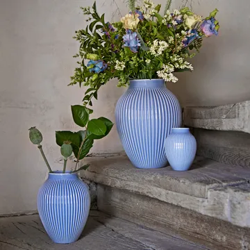 Knabstrup 罗纹花瓶 12.5cm - 薰衣草蓝 - Knabstrup Keramik