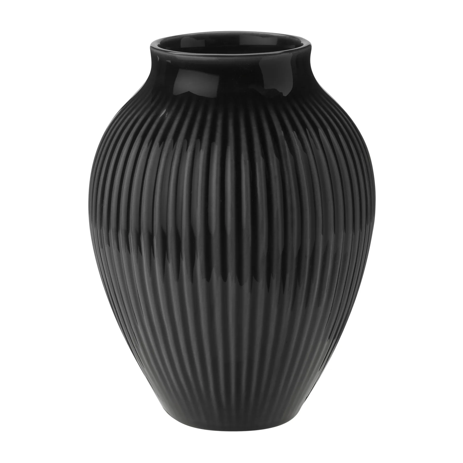 Knabstrup 罗纹花瓶 12.5cm, 黑色 Knabstrup Keramik