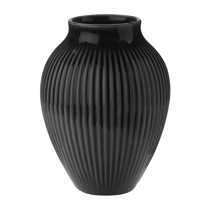 Knabstrup 罗纹花瓶 12.5cm - 黑色 - Knabstrup Keramik