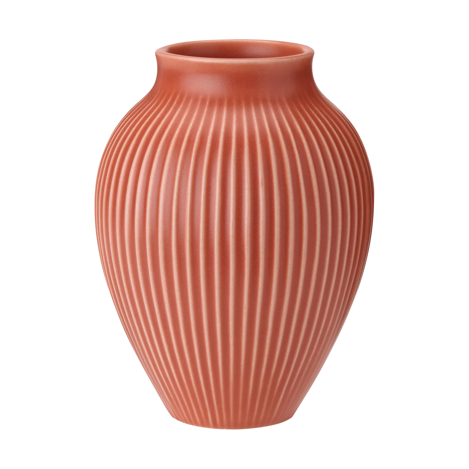 Knabstrup 罗纹花瓶 12.5cm, 珊瑚色 Knabstrup Keramik