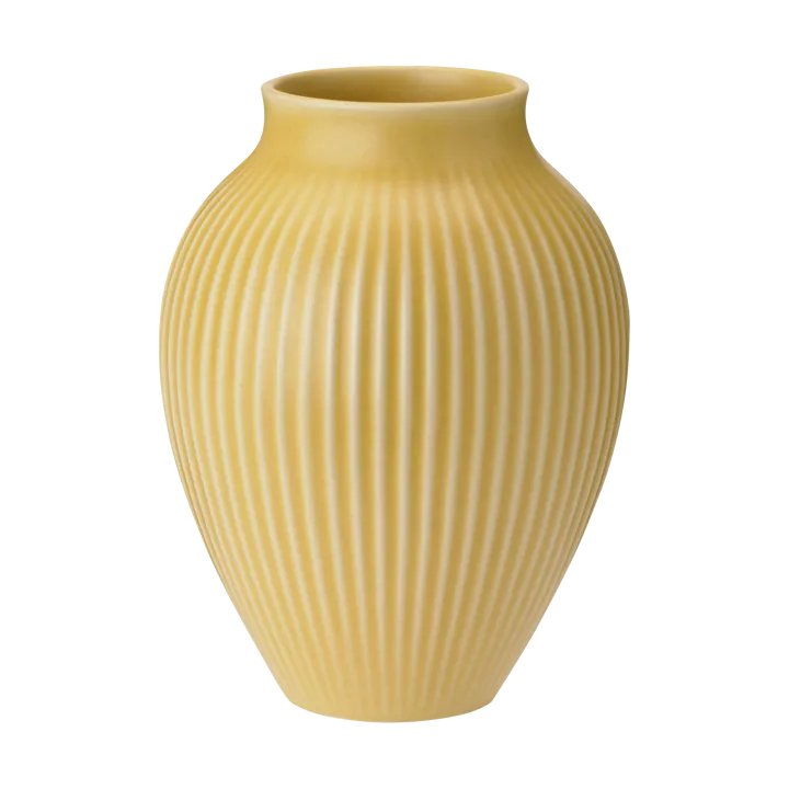Knabstrup 罗纹花瓶 12.5cm - 黄色 - Knabstrup Keramik