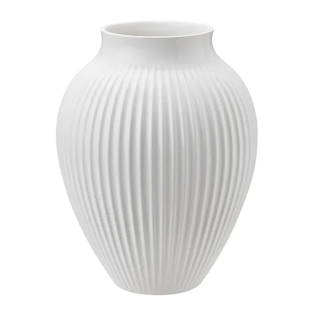 Knabstrup 罗纹花瓶20cm, 白色 Knabstrup Keramik