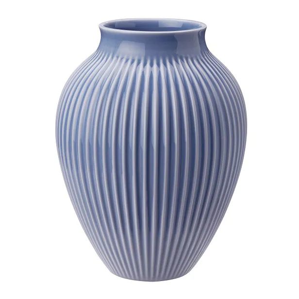 Knabstrup 罗纹花瓶20cm - 薰衣草色_蓝色 - Knabstrup Keramik