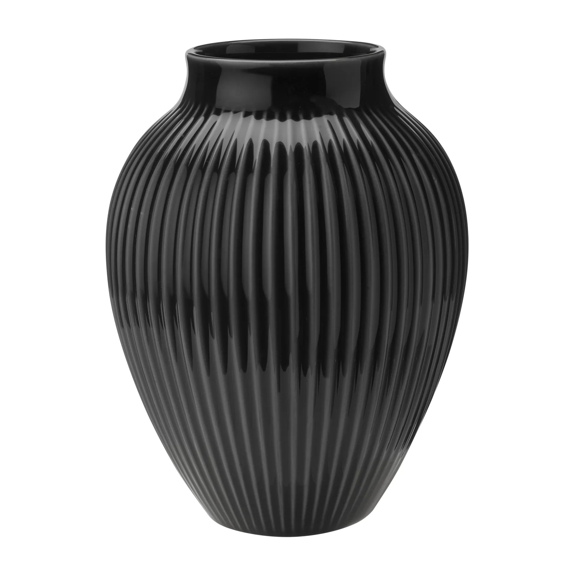 Knabstrup 罗纹花瓶20cm, 黑色 Knabstrup Keramik