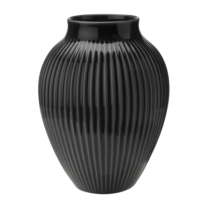 Knabstrup 罗纹花瓶20cm - 黑色 - Knabstrup Keramik