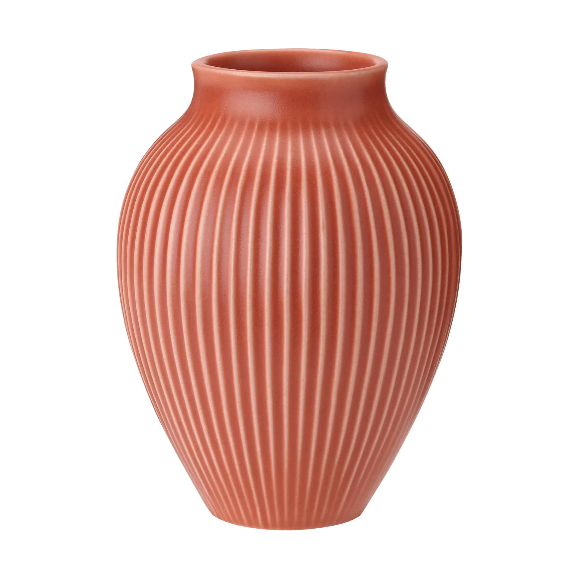 Knabstrup 罗纹花瓶20cm, 珊瑚色 Knabstrup Keramik