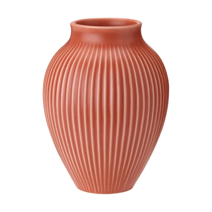 Knabstrup 罗纹花瓶20cm - 珊瑚色 - Knabstrup Keramik