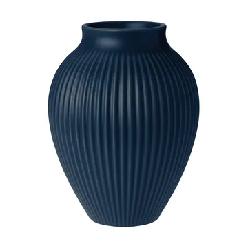 Knabstrup 罗纹花瓶20cm - 深蓝色 - Knabstrup Keramik