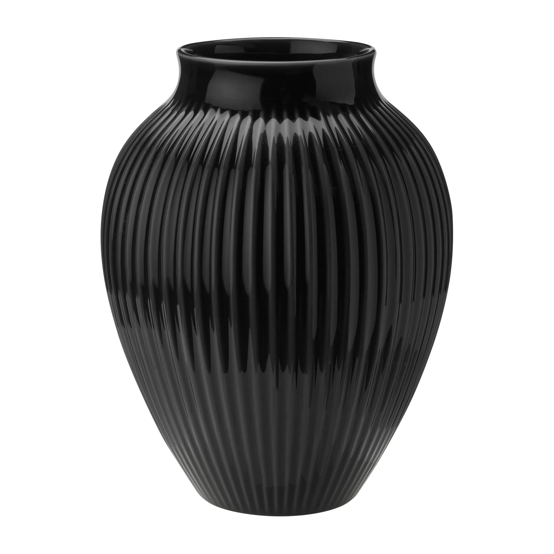 Knabstrup 罗纹花瓶27cm, 黑色 Knabstrup Keramik